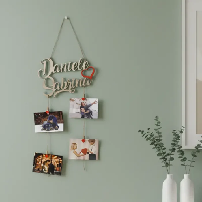 Portafoto nomi personalizzati in Legno con mollette