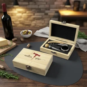 Kit accessori vino con stampa personalizzata idea regalo per coppia