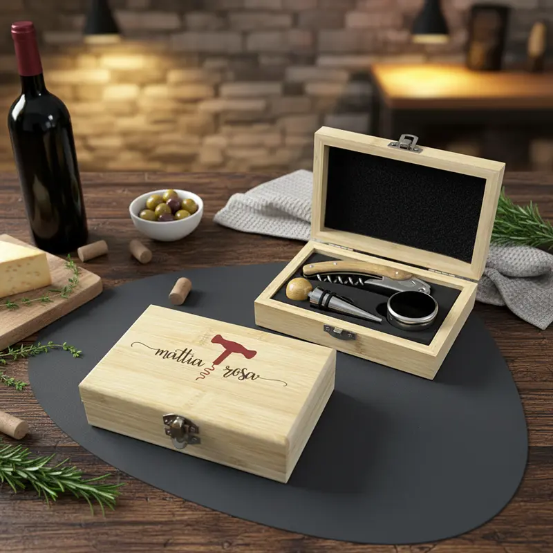 Kit accessori vino con stampa personalizzata idea regalo per coppia