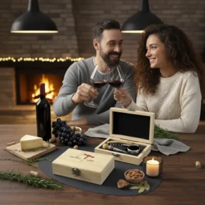 Kit accessori vino personalizzato simpatico con nomi idea regalo per coppia
