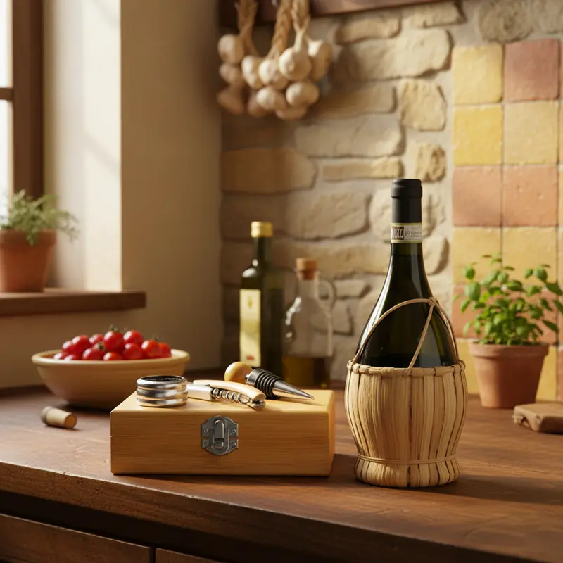 Kit accessori vino personalizzato in legno