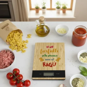 Bilancia da cucina con frase simpatica – le mie farfalle nello stomaco sono al ragù Bilancia da cucina con frase simpatica farfalle nello stomaco