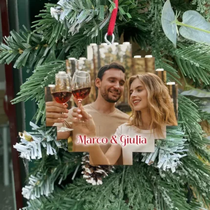 Pallina di Natale con mattoncini personalizzata con foto