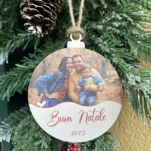 pallina con foto personalizzata in legno