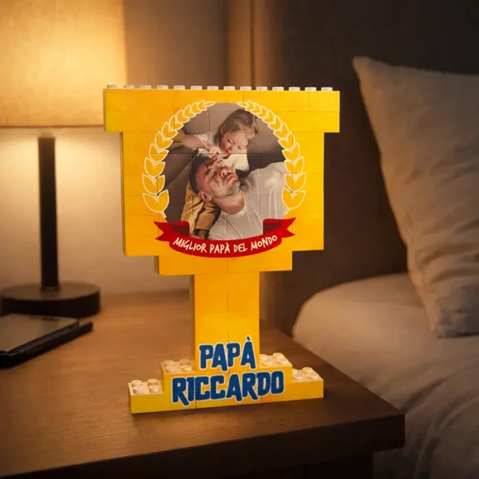 coppa mattoncini personalizzabile idea regalo originale per la festa del papà