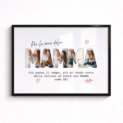 Quadro con foto e dedica idea regalo festa della mamma