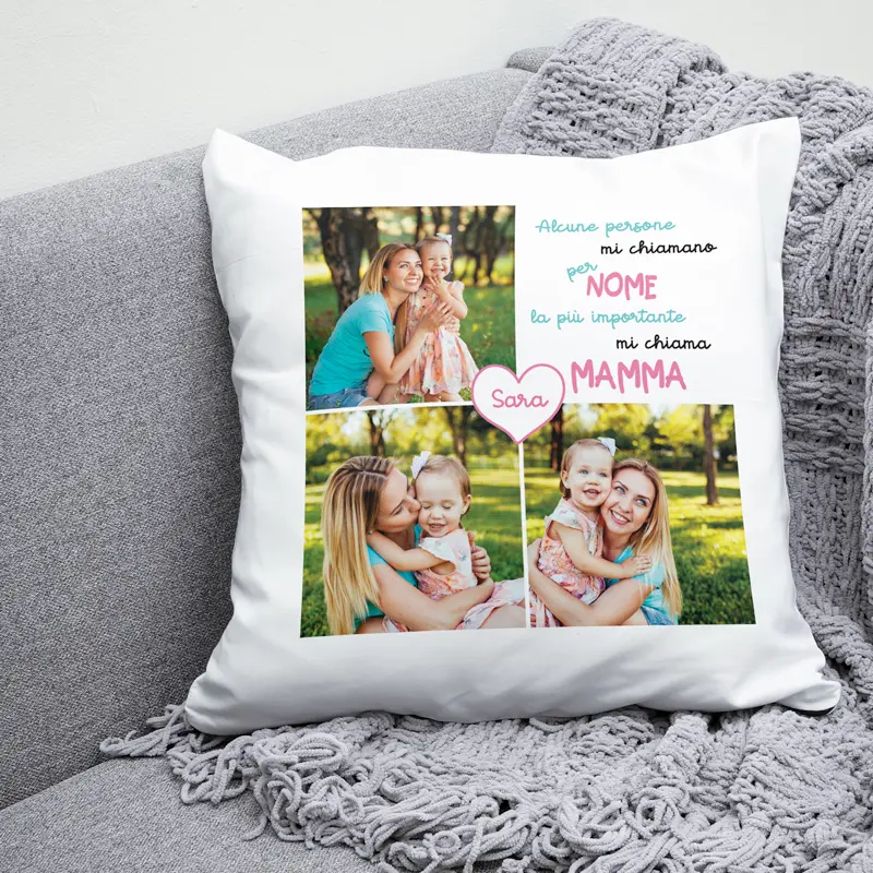 Cuscino personalizzato con foto e frase