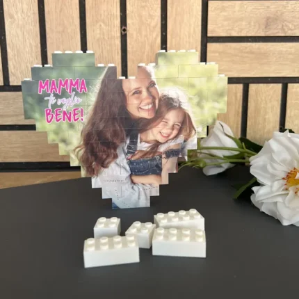 Mattoncini puzzle cuore personalizzato - idea regalo festa della mamma