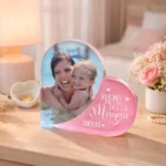 idea regalo cuore di plexiglass personalizzato con foto festa della mamma