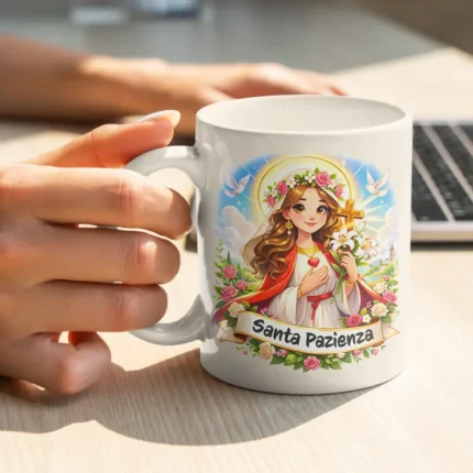 tazza divertente santa pazienza mug simpatica in ceramica