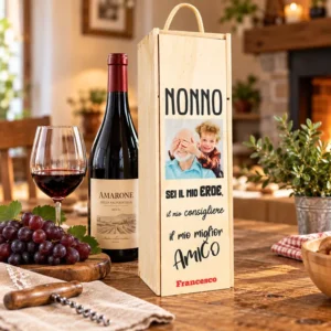 Cassettina porta vino personalizzata per il nonno con foto