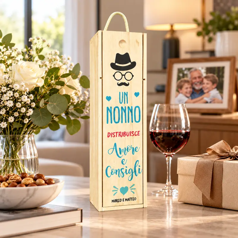 cassettina porta vino festa dei Nonni personalizzata