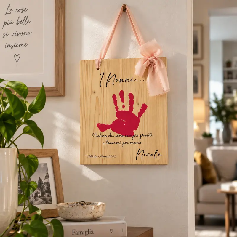 Targa Festa dei Nonni personalizzata con impronta della mano