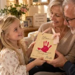 Targa con impronta della mano dei nipoti e dedica personalizzata