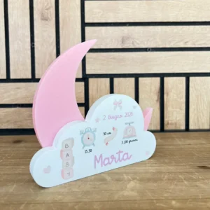Targa nascita bambina stampata in 3D con personalizzazione UV Targa nascita bambina stampata in 3D con personalizzazione UV