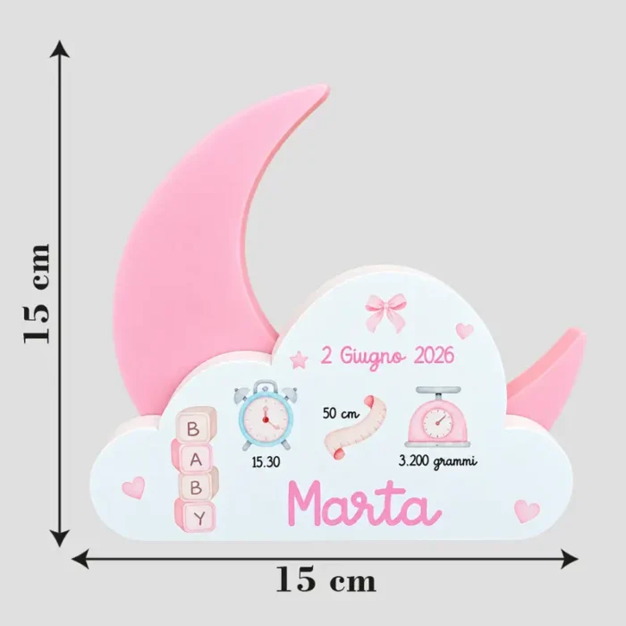 Targa nascita personalizzata bambina 15x15 cm