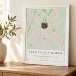 Quadro mappa personalizzato su carta perlata con cornice