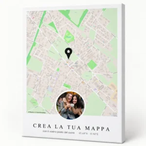 Quadro mappa con foto e dedica personalizzata