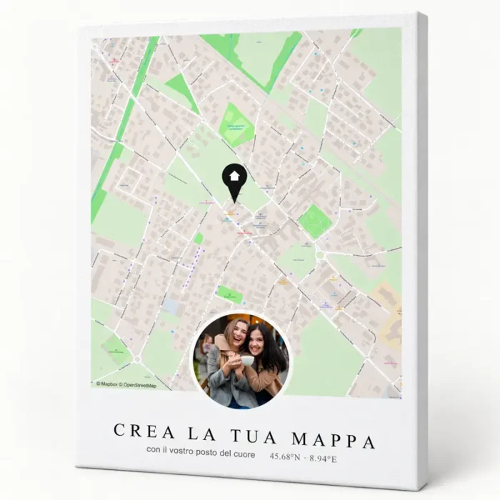 quadro mappa con foto e dedica dedica personalizzata