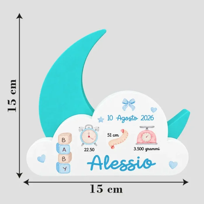 regalo nasciata personalizzato luna turchese