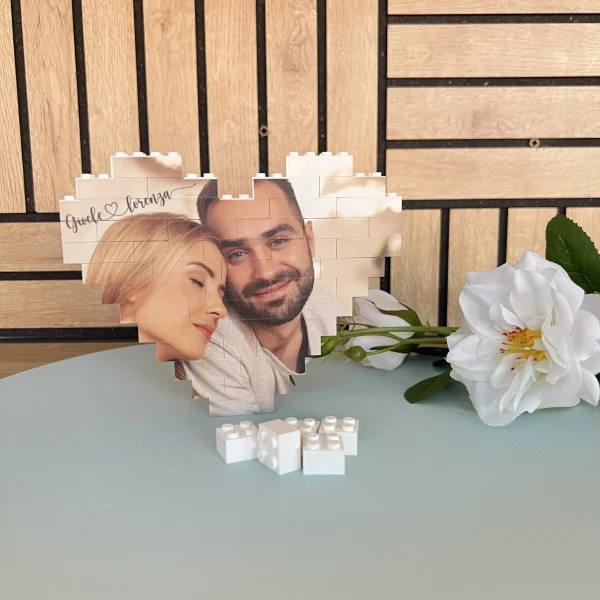 Mattoncini puzzle personalizzato a forma cuore